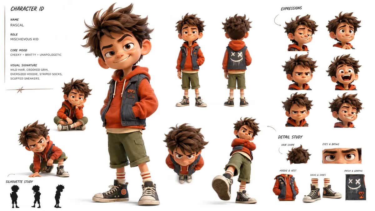 Rascal — free AI character sheet by Kōda