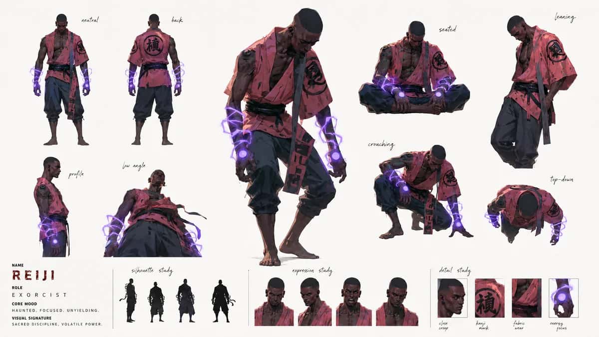 Reiji — free AI character sheet by Kōda