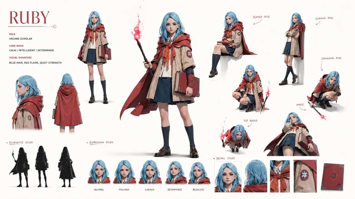 Ruby — free AI character sheet by Kōda