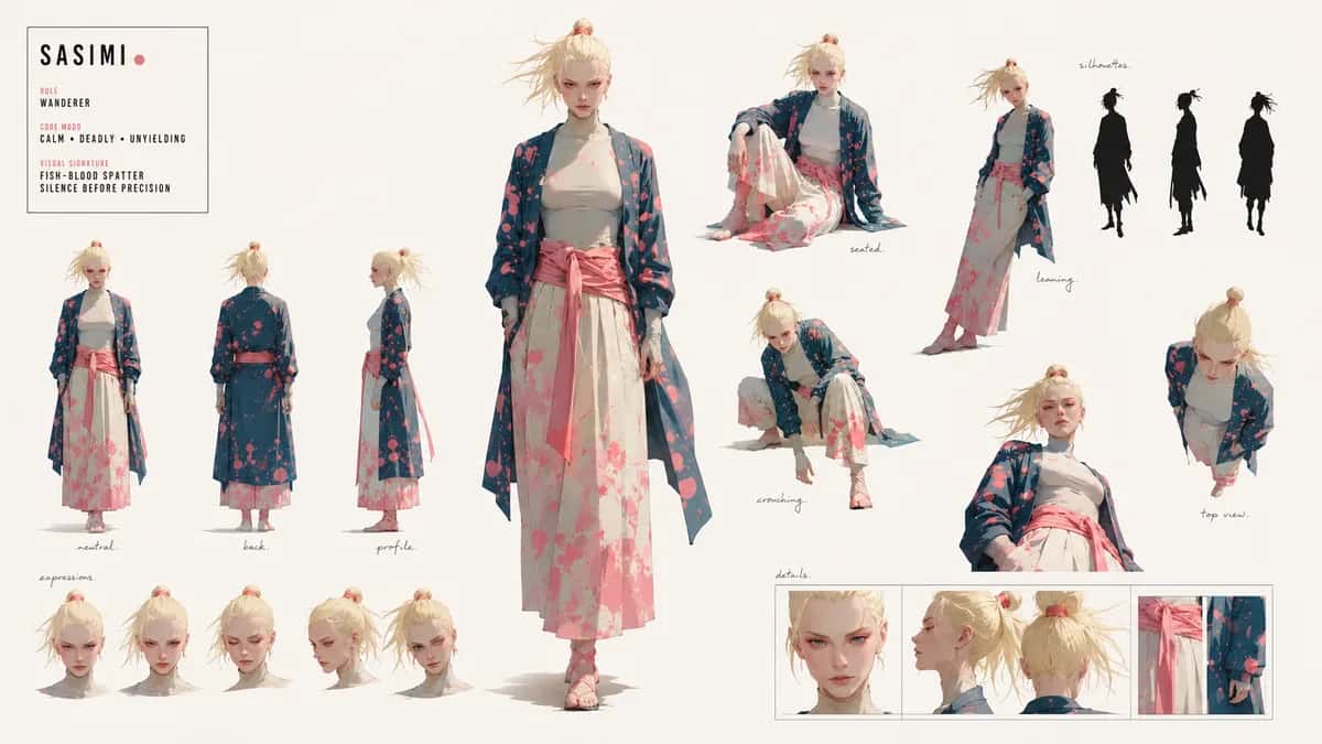Sasimi — free AI character sheet by Kōda
