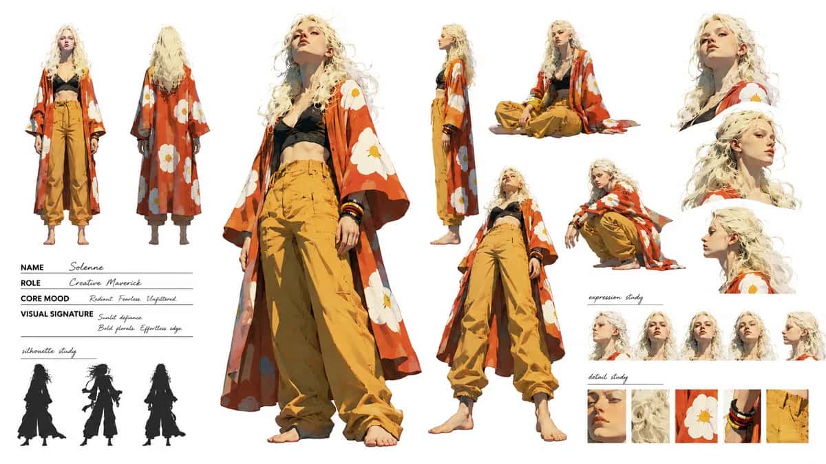 Selenne — free AI character sheet by Kōda