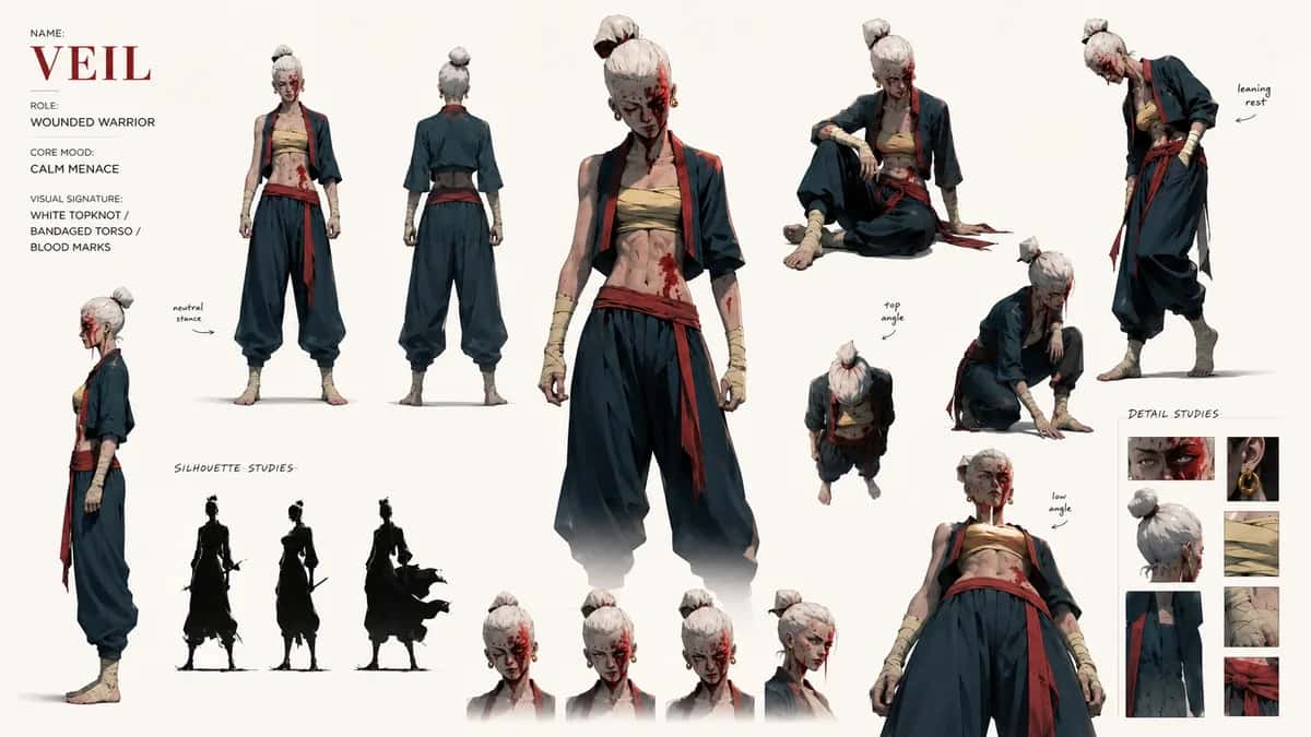 Veil — free AI character sheet by Kōda