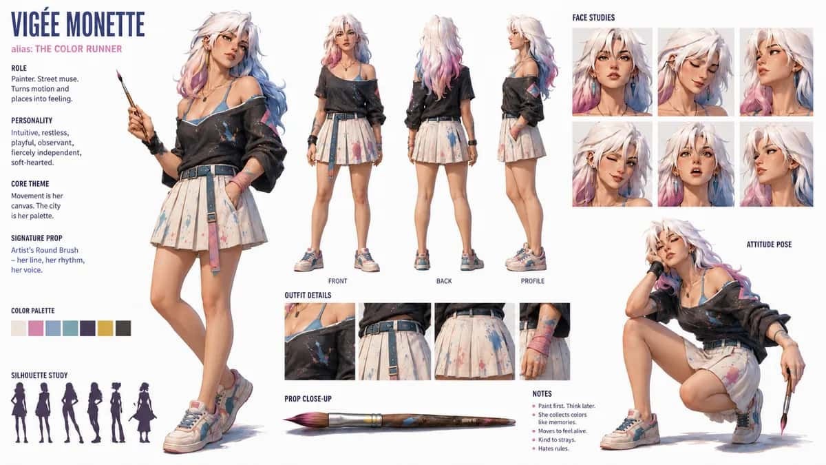 Vigee — free AI character sheet by Kōda