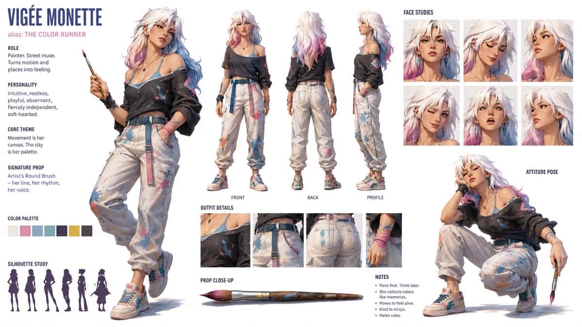Vigee 2 — free AI character sheet by Kōda