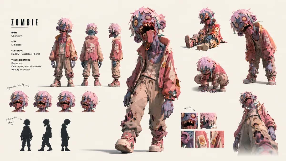 Zombie San — free AI character sheet by Kōda