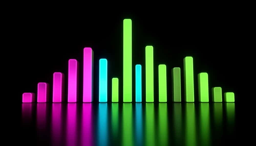 Neon equalizer spectrum representing AI music generation