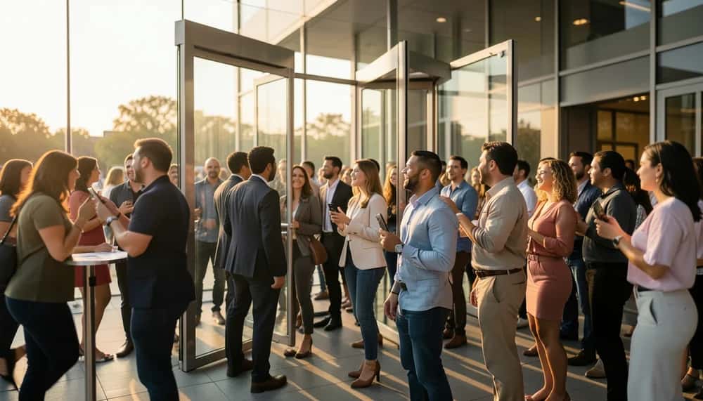 Attendees arriving at a live event where scanned entry tickets set the first impression