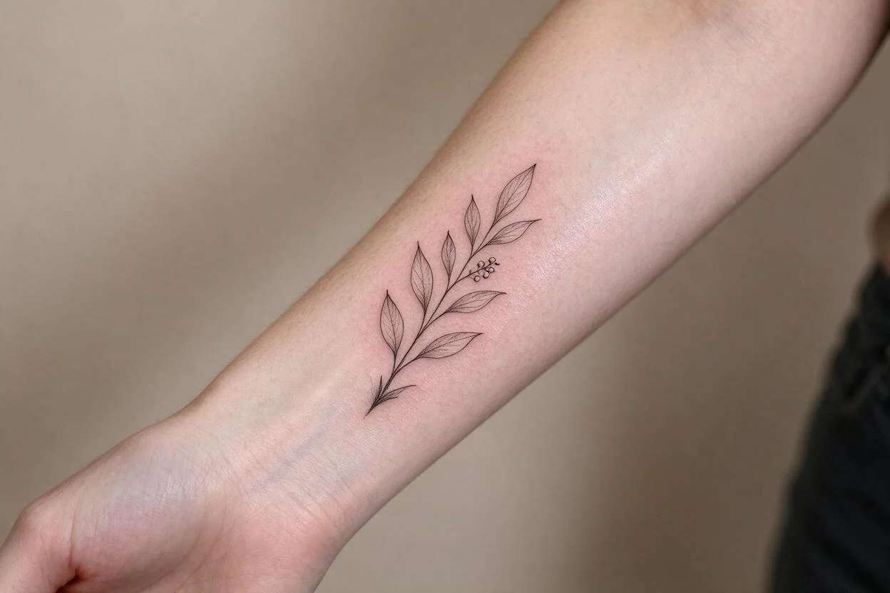 A fine-line AI-designed tattoo on a forearm, made with Pixazo AI