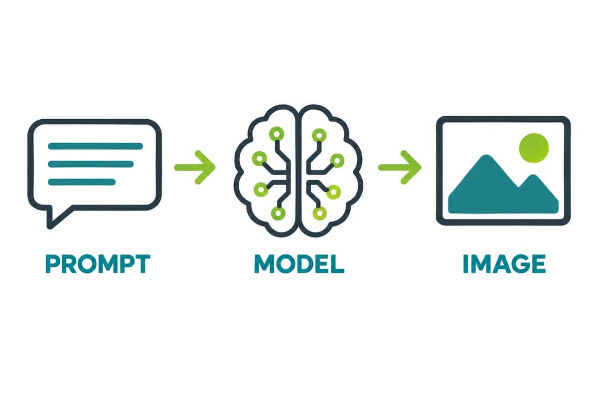 A clean flat infographic reading PROMPT, MODEL, IMAGE generated by GPT Image 2.5 from the diagram recipe