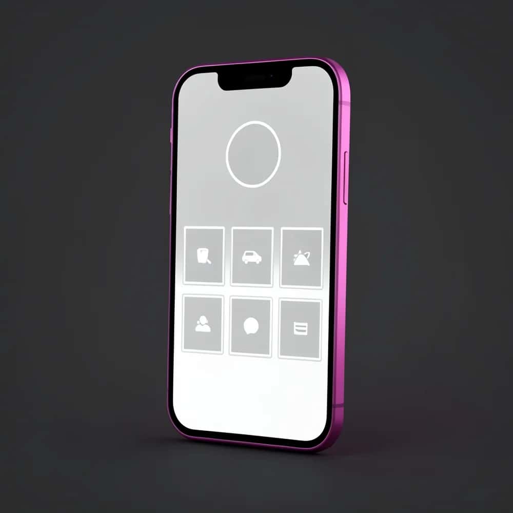 A smartphone showing a social media profile with a circular avatar and a 3-column grid of square thumbnails, created with Pixazo AI