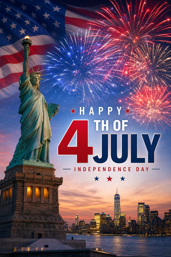 Backyard BBQ 4th of July party poster created with Pixazo AI