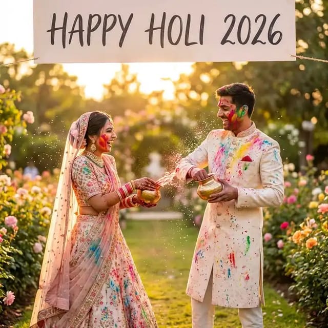 Couple Celebrating Holi