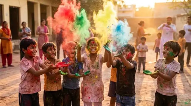 Kids Playing Holi Colors
