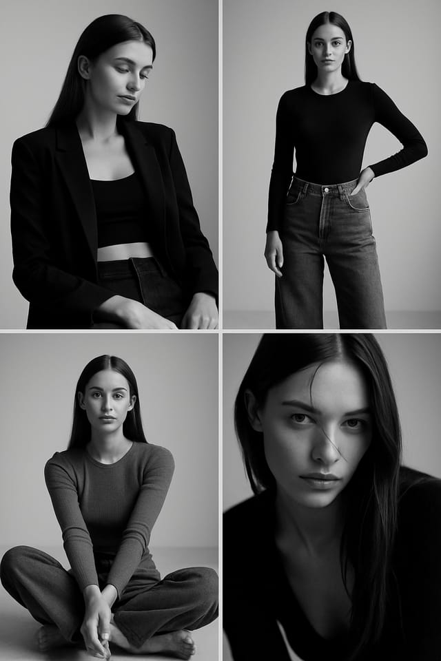 Black and white fashion portrait collage