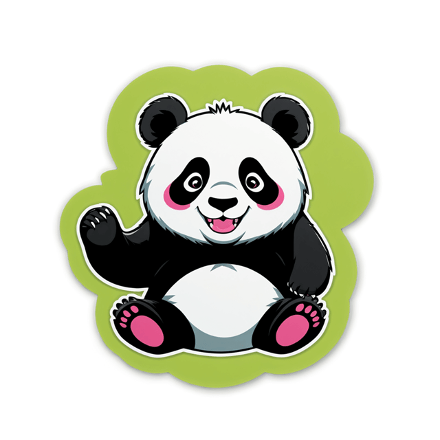 Smiling panda cartoon sticker, adorable panda illustration.