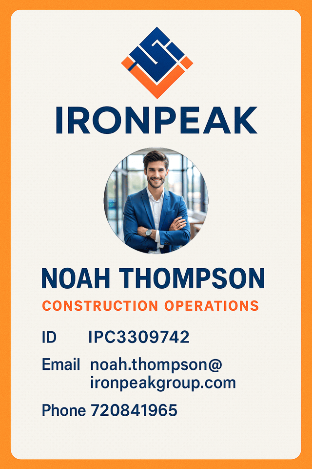 Generate an employee ID for Noah Thompson at IronPeak Construction Group