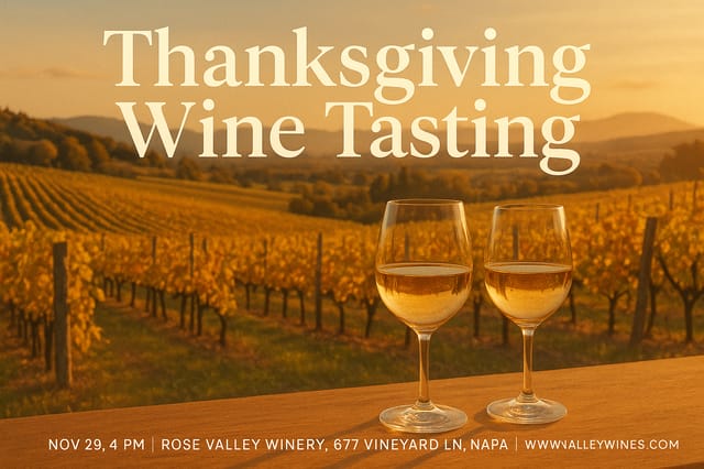 Thanksgiving Wine Tasting – vineyard, wine glasses, event details