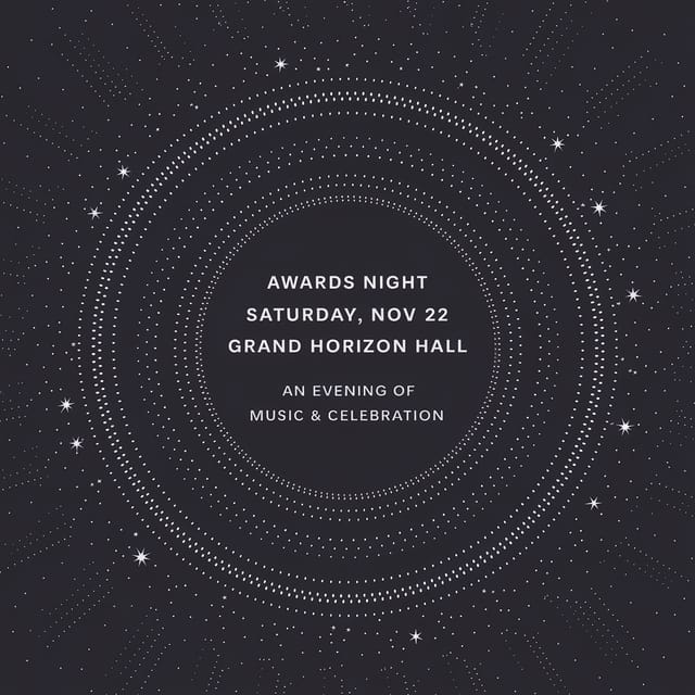 Starry cosmic invitation design for Awards Night.