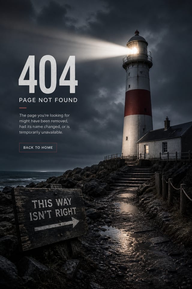 404 Error Page Design — photo-realistic style 404 error page