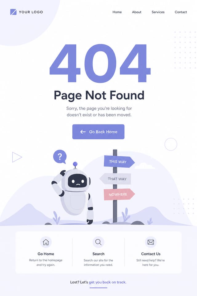 404 Error Page Design — modern style 404 error page