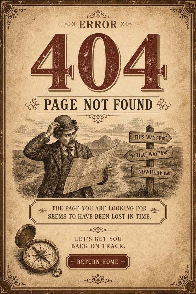 404 Error Page Design — vintage style 404 error page