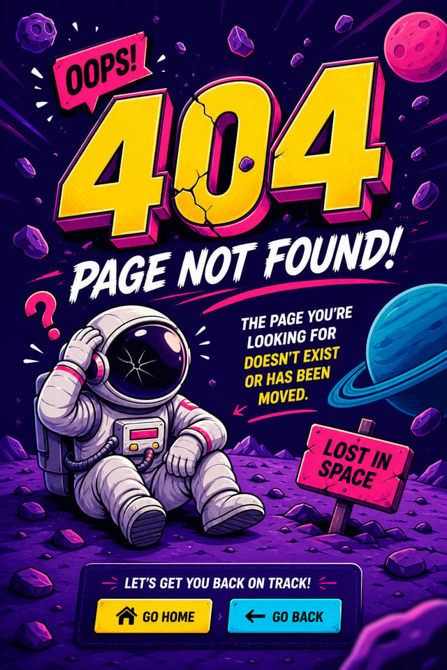 404 Error Page Design — vibrant style 404 error page