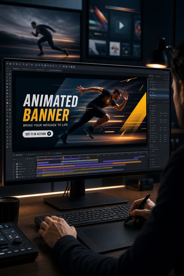 Animated Banner — photo-realistic style web banner