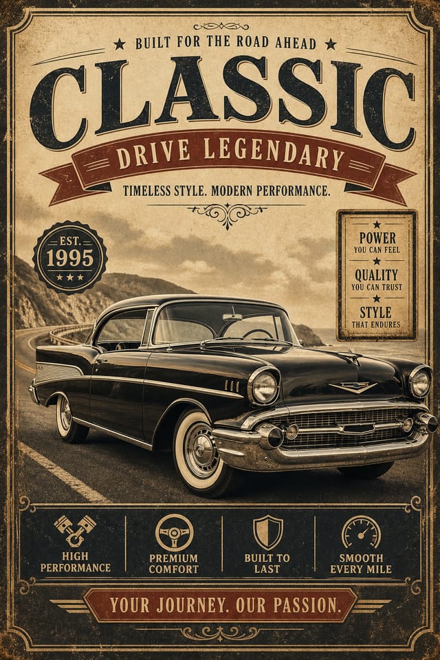 Car Banner — vintage style web banner