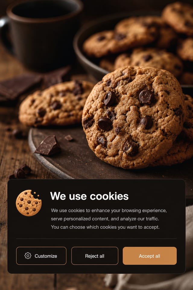 Cookie Banner — photo-realistic style web banner