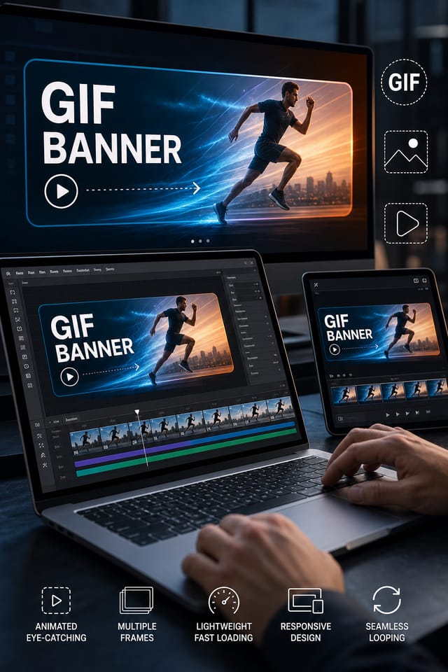 GIF Banner — photo-realistic style web banner