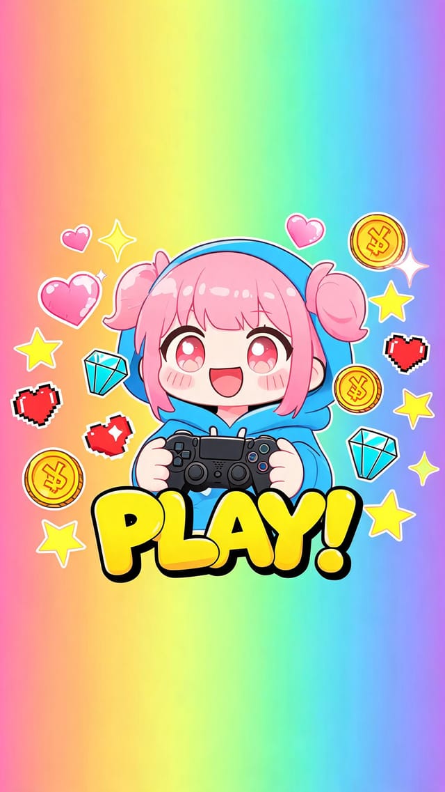 Retro 8-bit arcade-style gaming banner with pixelated character on green hills