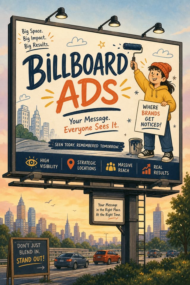 Billboard Ads — illustration style billboard ads