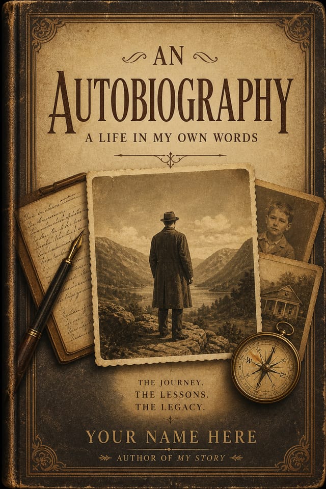 Autobiography Book Cover — vintage style book cover