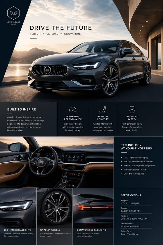 Car Brochure — photo-realistic style brochure cover