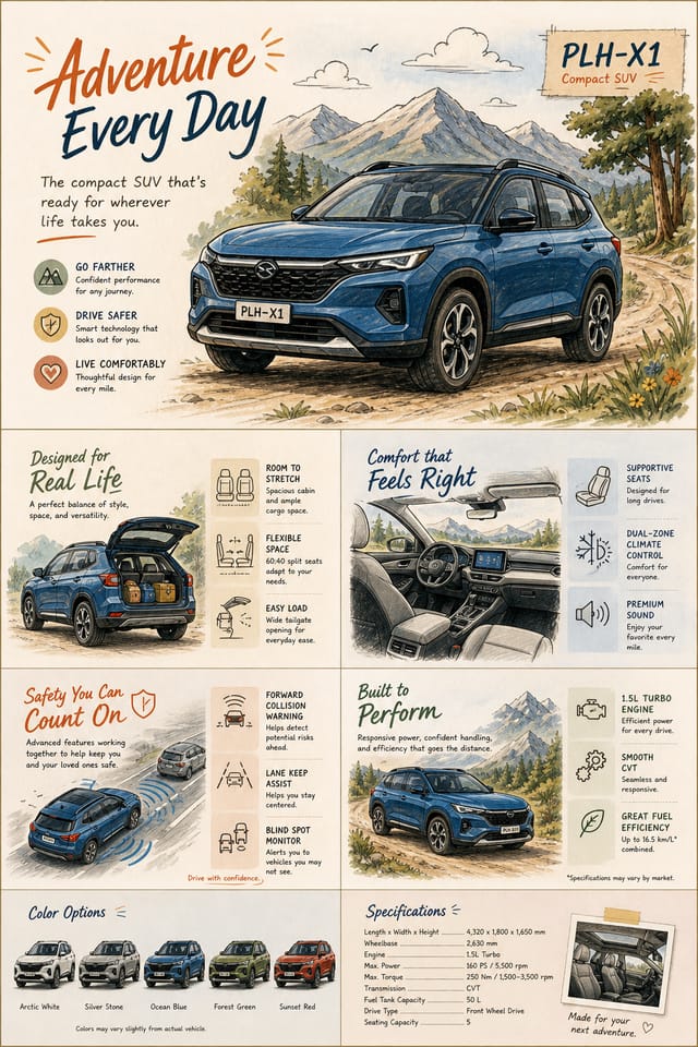 Car Brochure — illustration style brochure cover