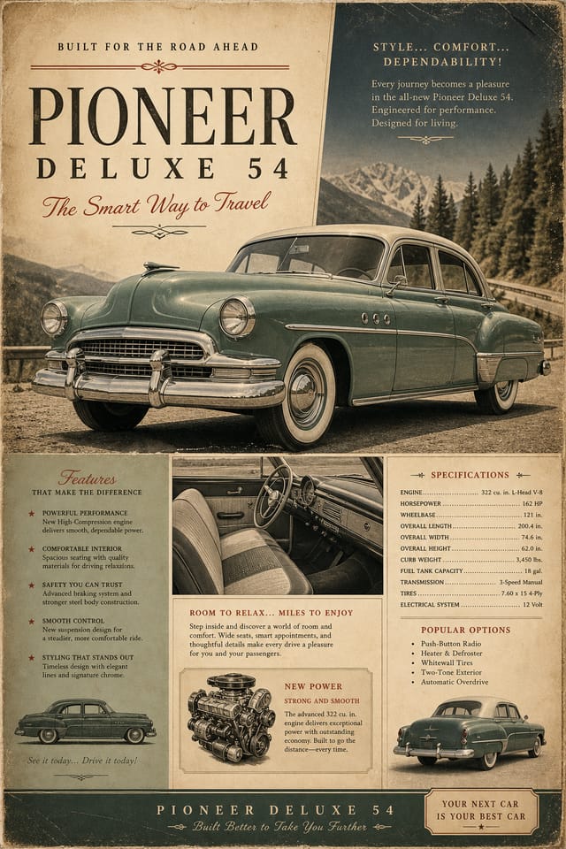 Car Brochure — vintage style brochure cover
