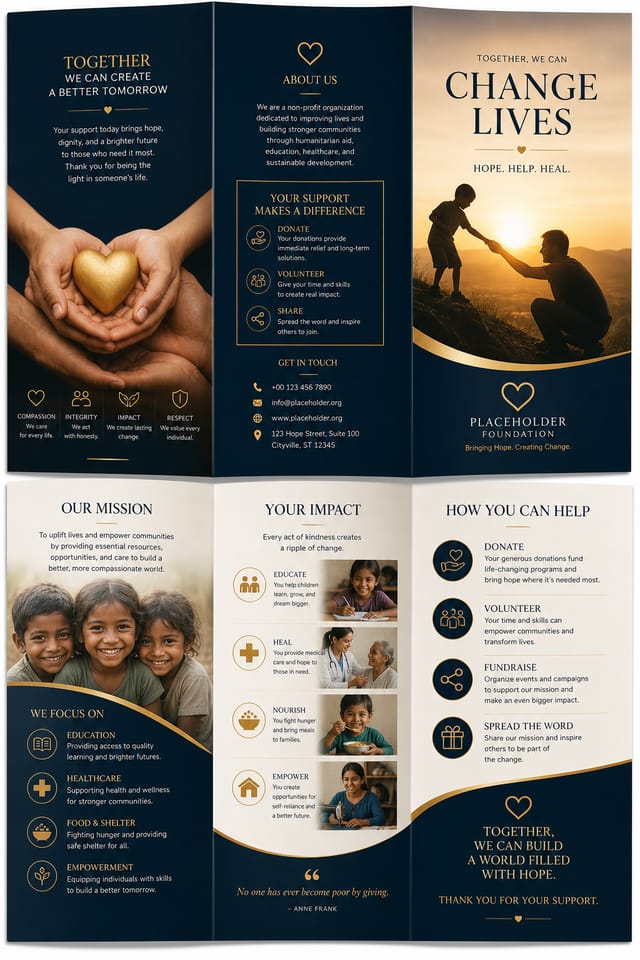 Charity Brochure — elegant style brochure cover