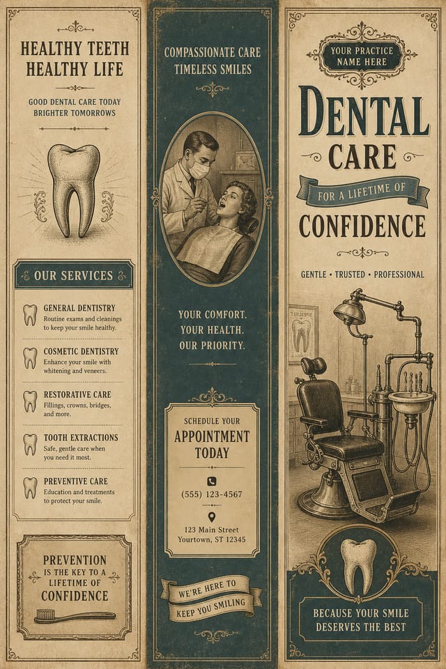 Dental Brochure — vintage style brochure cover
