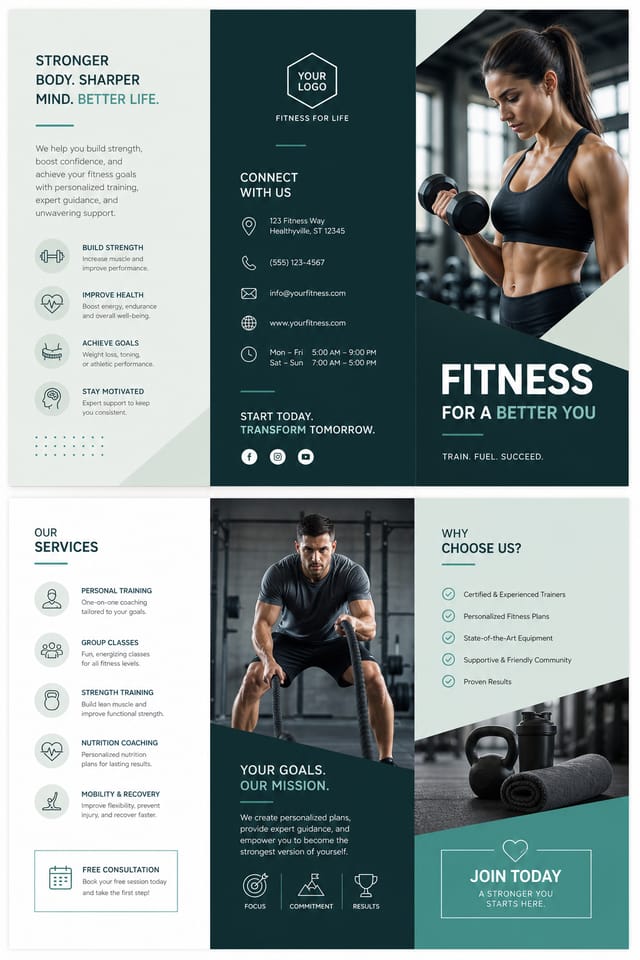 Fitness Brochure — modern style brochure cover
