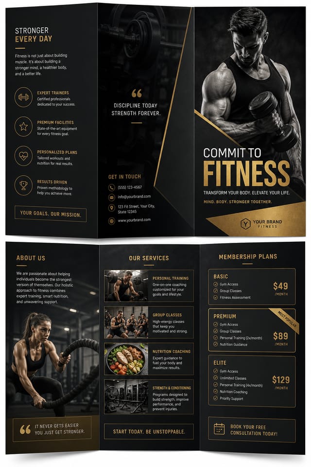Fitness Brochure — elegant style brochure cover