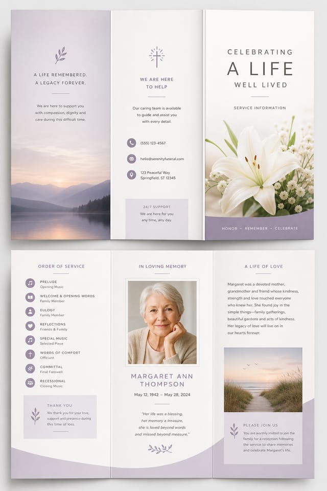 Funeral Brochure — modern style brochure cover