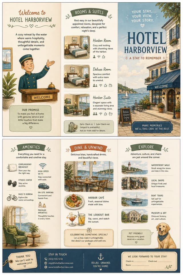 Hotel Brochure — illustration style brochure cover