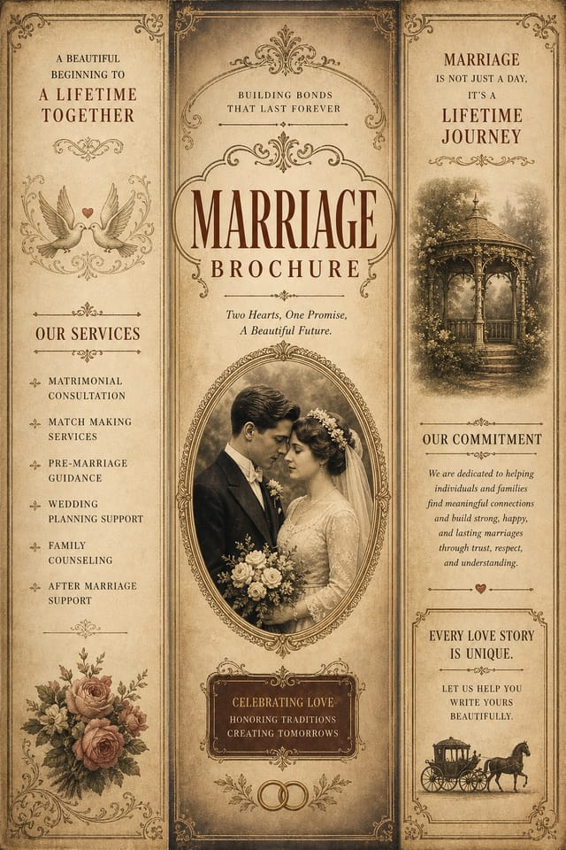 Marriage Brochure — vintage style brochure cover
