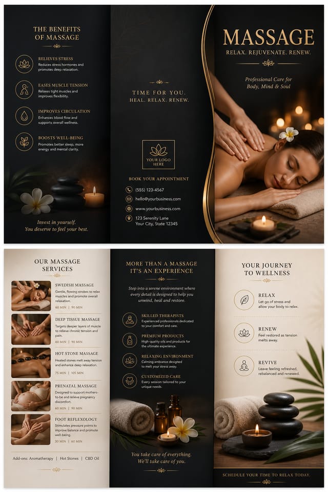 Massage Brochure — elegant style brochure cover