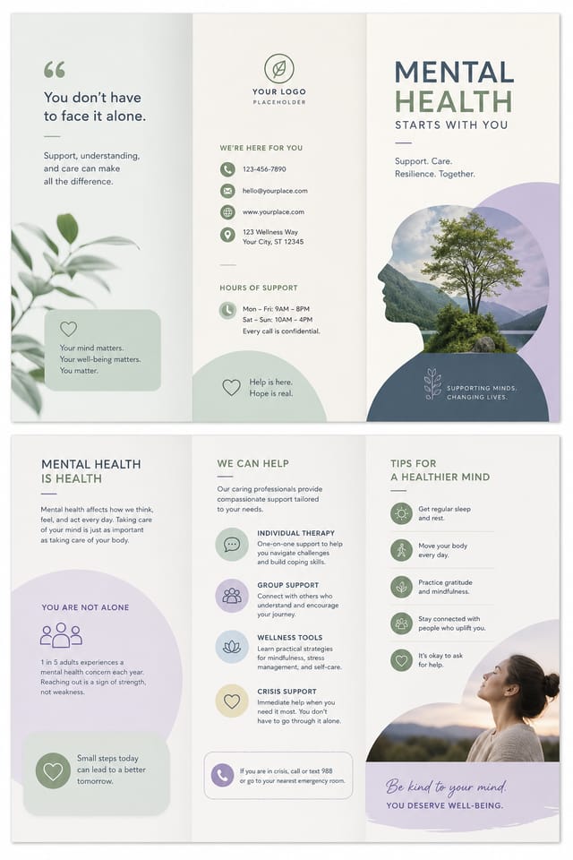 Mental Health Brochure — modern style brochure cover