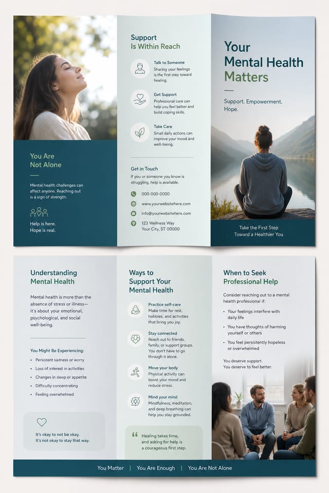 Mental Health Brochure — photo-realistic style brochure cover