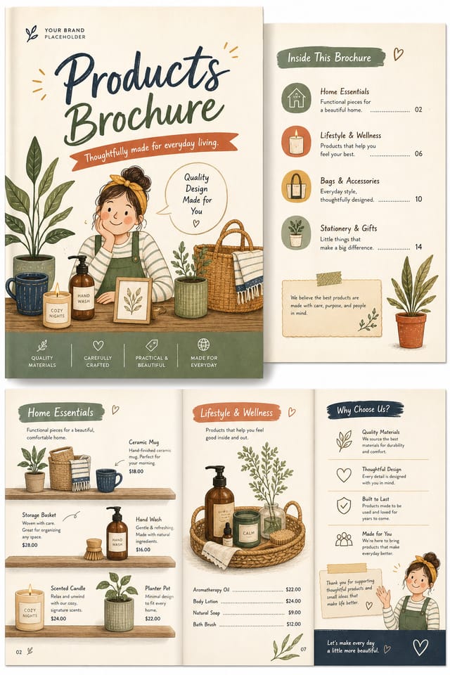 Products Brochure — illustration style brochure cover