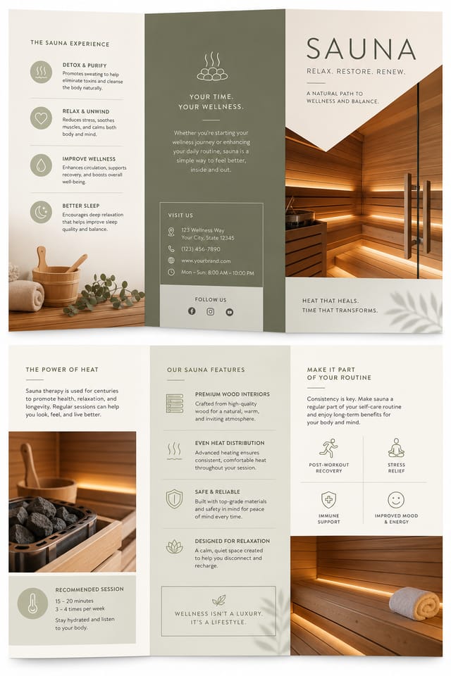 Sauna Brochure — modern style brochure cover