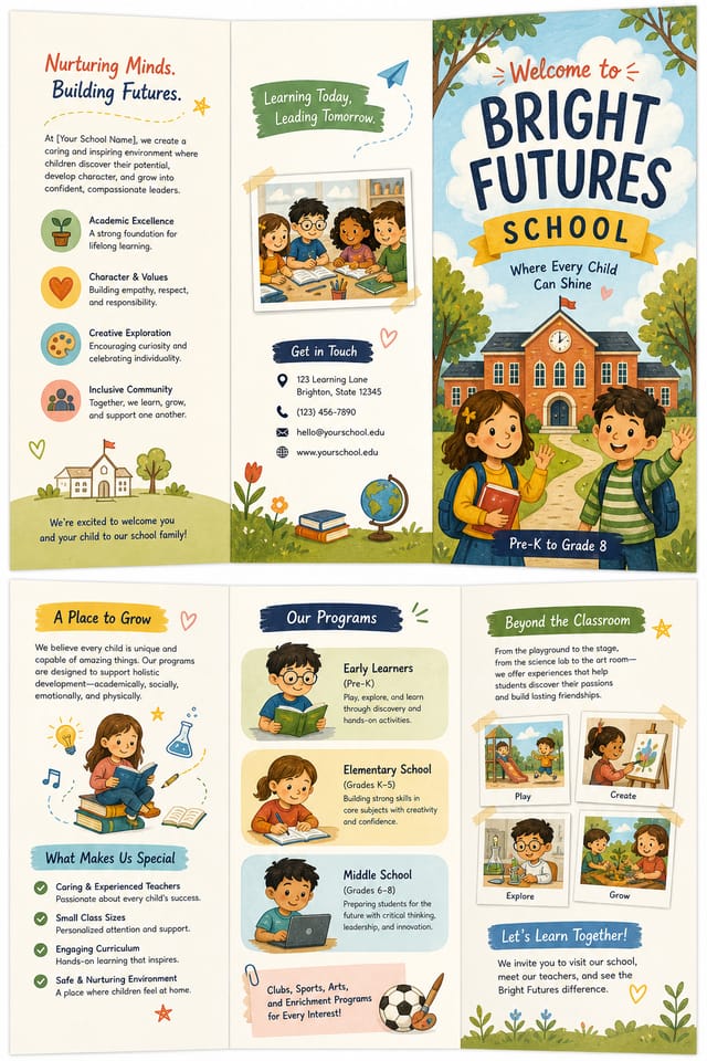 School Brochure — illustration style brochure cover