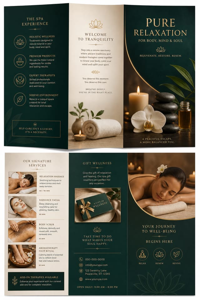 Spa Brochure — elegant style brochure cover